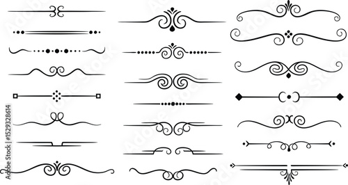 Decorative borders and dividers collection with elegant swirls and ornate designs for various creative projects