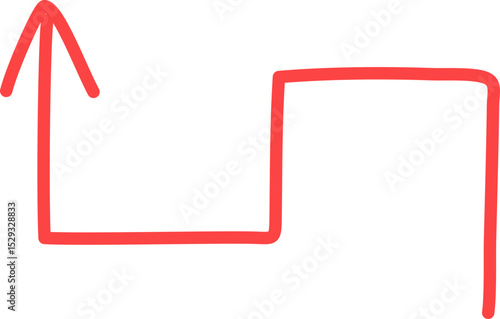Abstract illustration of upward movement and change in direction with sharp angles and lines