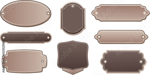 Decorative vintage brown and tan labels in different shapes and elegant designs for various purposes.