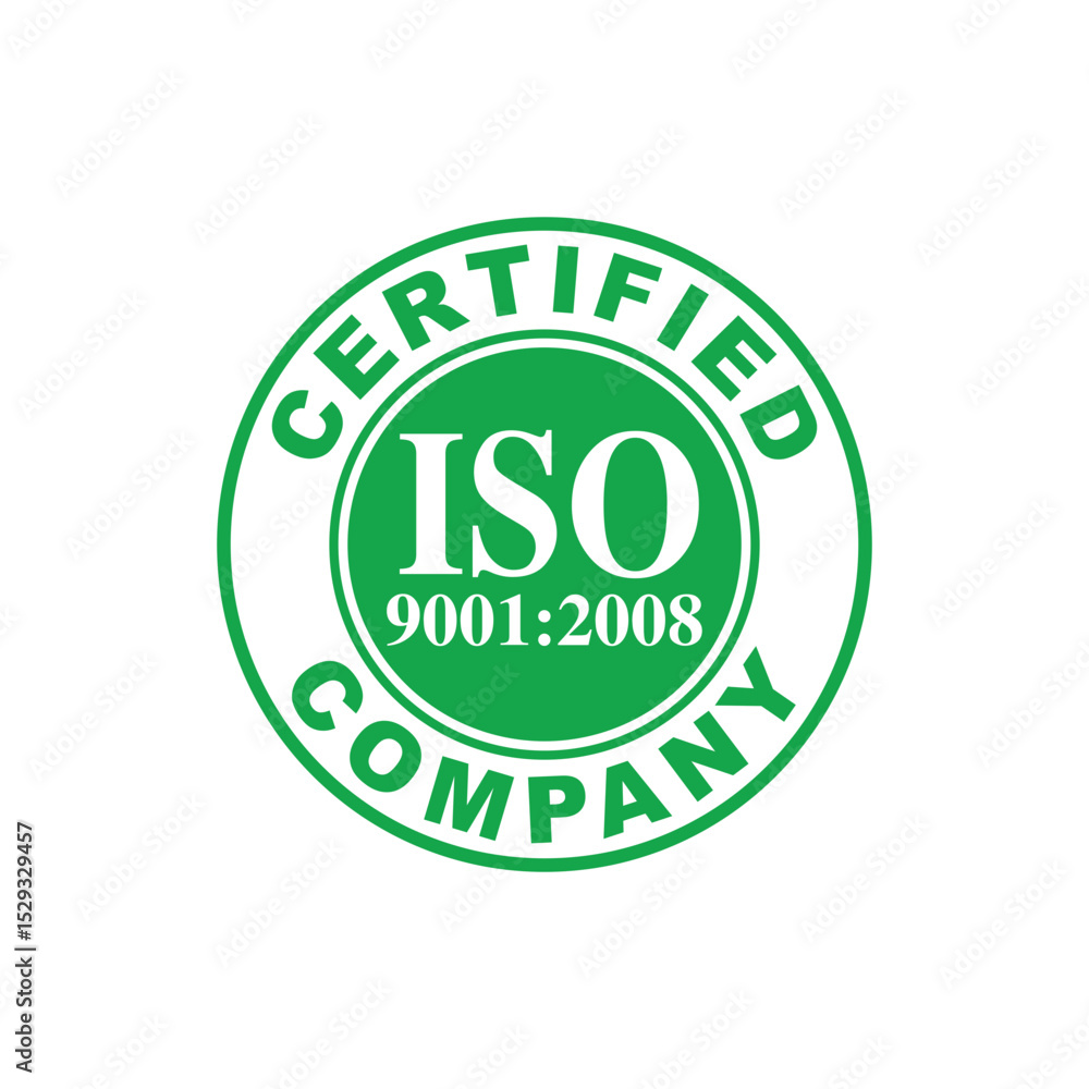 ISO Certified Company 9001 to 2008 Stamp Icon Vector logo ISO Certified Company 9001 to 2008 Stamp Icon Vector logo