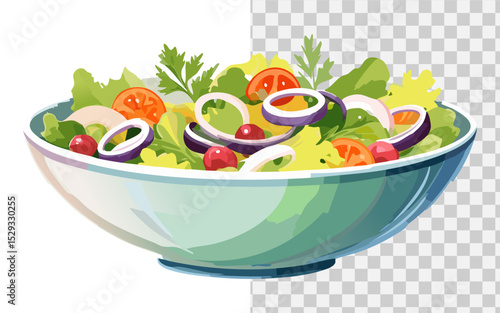 simple flat vector a fresh salad in bowl