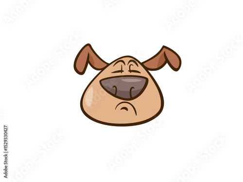 Sad Cartoon Dog With Droopy Ears and Closed Eyes Expressing Unhappiness