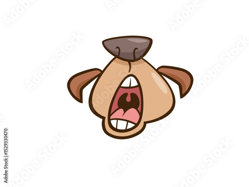 Funny Cartoon Dog Yawning Wide Open with Mouth Showing Teeth and Tongue