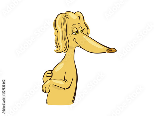 Elegant cartoon dog with long blonde hair and a stylish pose