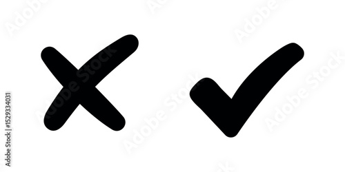 Set check mark and cross. Vector illustartion
