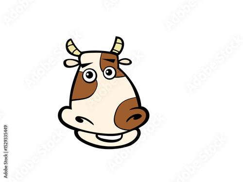 A Cute Cartoon Cow Head Expressing A Concerned Emotion