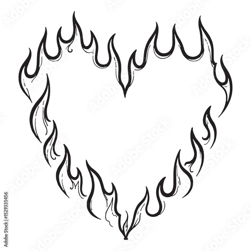 love shape with fire, flame love shape illustration