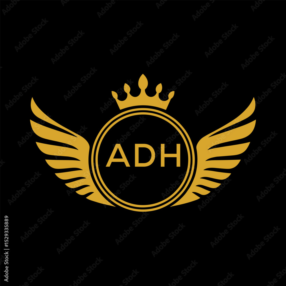 Naklejka premium Initial ADH Letter Linked Logo for business and company identity. Modern ADH Letter Logo Vector Template with modern trendy golden logo. 