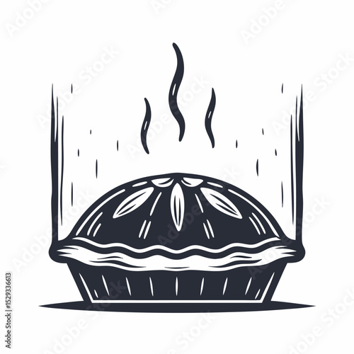Hot steamy homemade pie displays decorative vents to release aroma in the design