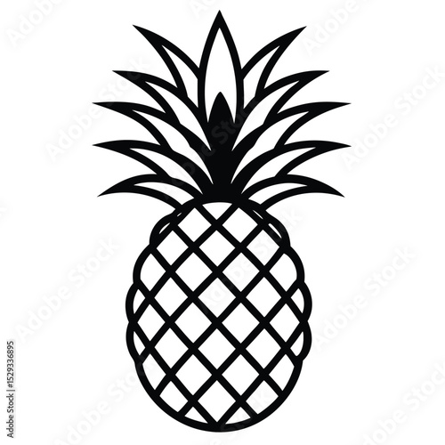 Isolated black pineapple shows bold outline and unique fruit texture against white
