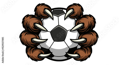 Bear Paw Claws Grasping a Soccer Ball