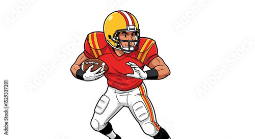 Cartoon American Football Player in Action