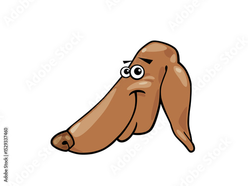 Whimsical Cartoon Dachshund Dog with Long Snoot and Droopy Ears