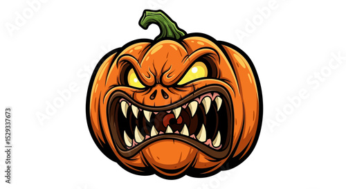 Angry Halloween Pumpkin Cartoon Character Design