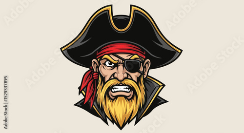 Angry Pirate Captain with One Eye Patch