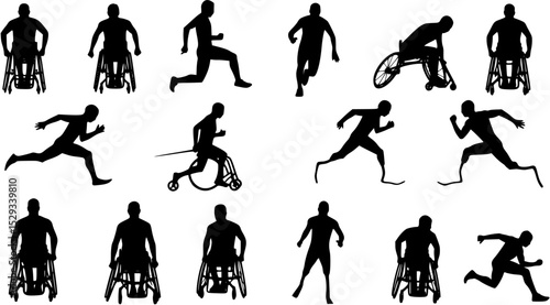 silhouettes of Paralympics athlete