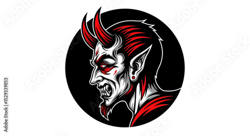 Wallpaper Mural Fierce Devil Head Profile with Red Horns and Spiked Hair Torontodigital.ca