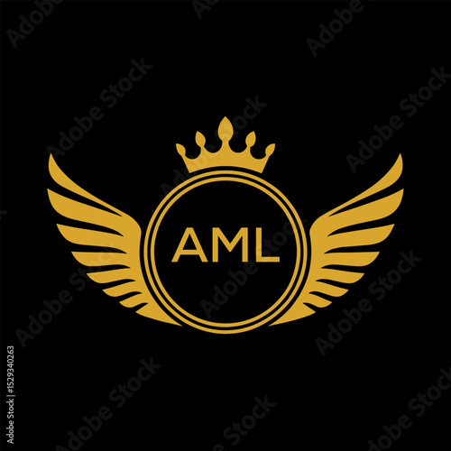 Initial AML Letter Linked Logo for business and company identity. Modern AML Letter Logo Vector Template with modern trendy golden logo.
