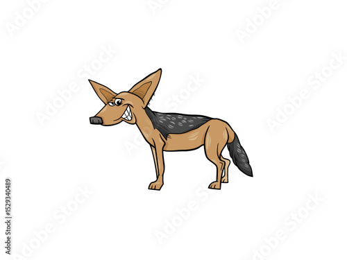 Amusing Cartoon Jackal with Large Ears and a Grinning Expression