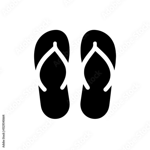 A minimalist silhouette of flip-flops, essential footwear for leisure and relaxation, capturing the simplicity and comfort of a casual day.
