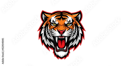Roaring Tiger Head Mascot, Fierce and Powerful Design