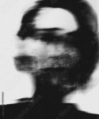 Scary woman blurred face, dark wallpaper