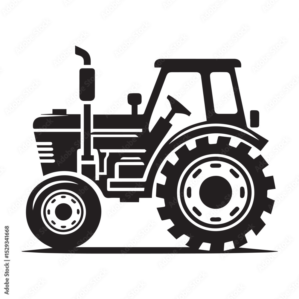 Obraz premium High-Quality black and white Tractor icon Vector Illustrations for Farm and Agriculture Design