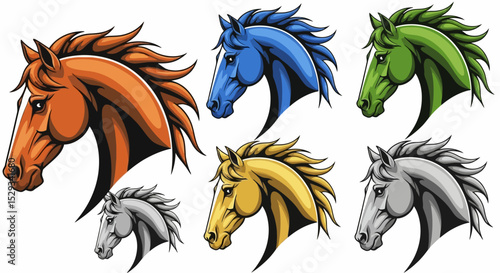 Collection of Colorful Horse Head Illustrations