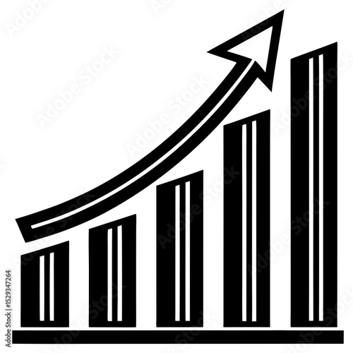 A chart featuring an upward arrow, representing an increase in metrics or performance over a specified period.  