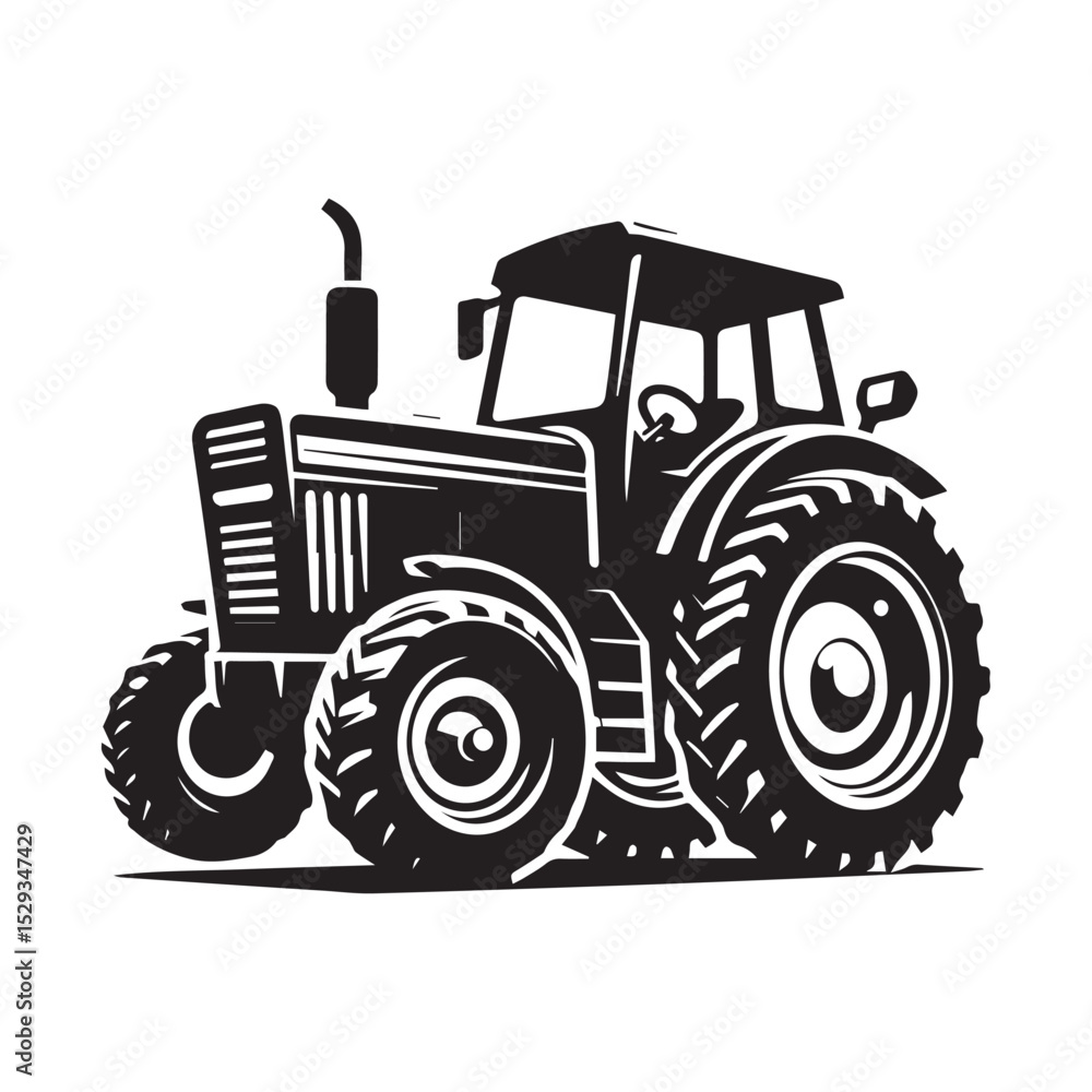Obraz premium High-Quality black and white Tractor icon Vector Illustrations for Farm and Agriculture Design