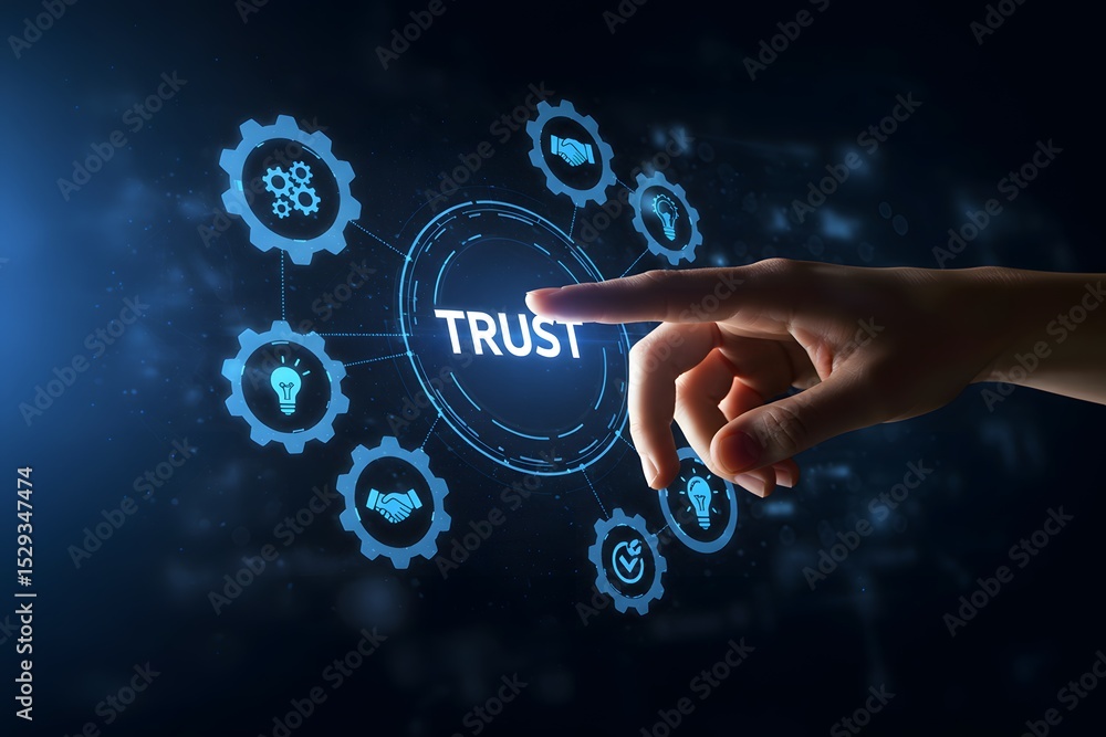 Fototapeta premium Trust customer loyalty relationship business concept on virtual screen.Generated AI