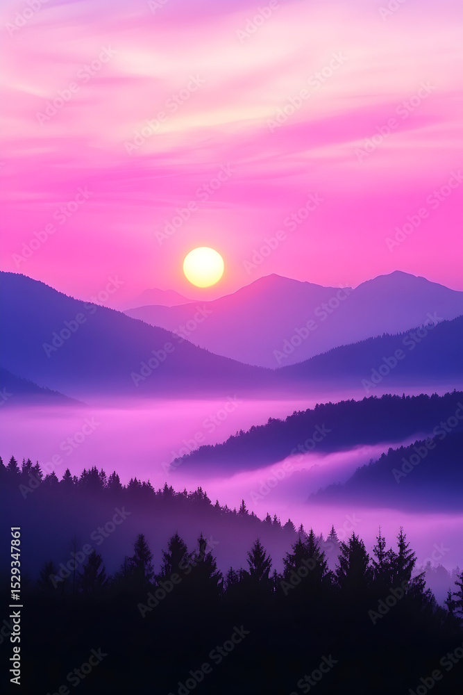 Fototapeta premium Mountain range sunrise nature scenery landscape