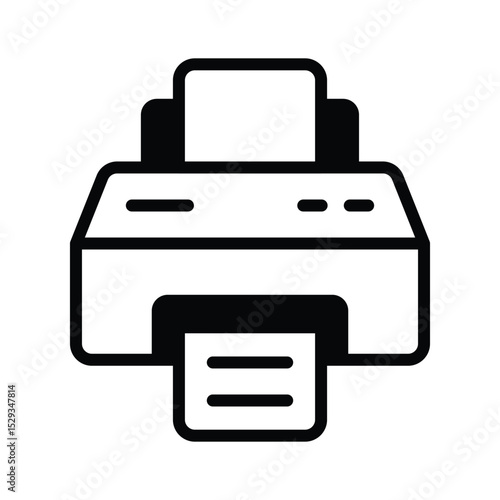 A glyph style icon showing modern office printer