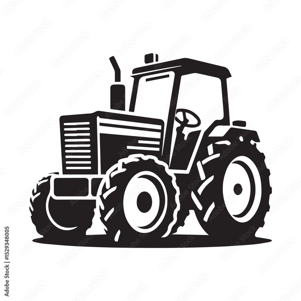 Fototapeta premium High-Quality black and white Tractor icon Vector Illustrations for Farm and Agriculture Design