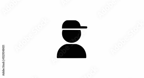 black and white vector silhouette of boy with cap