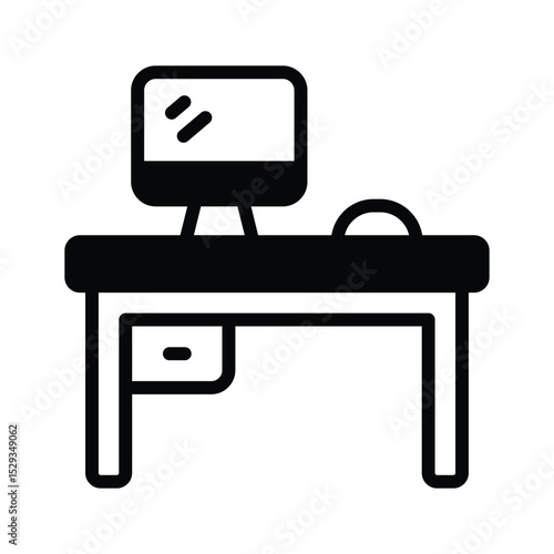 A glyph style icon of tidy workspace area