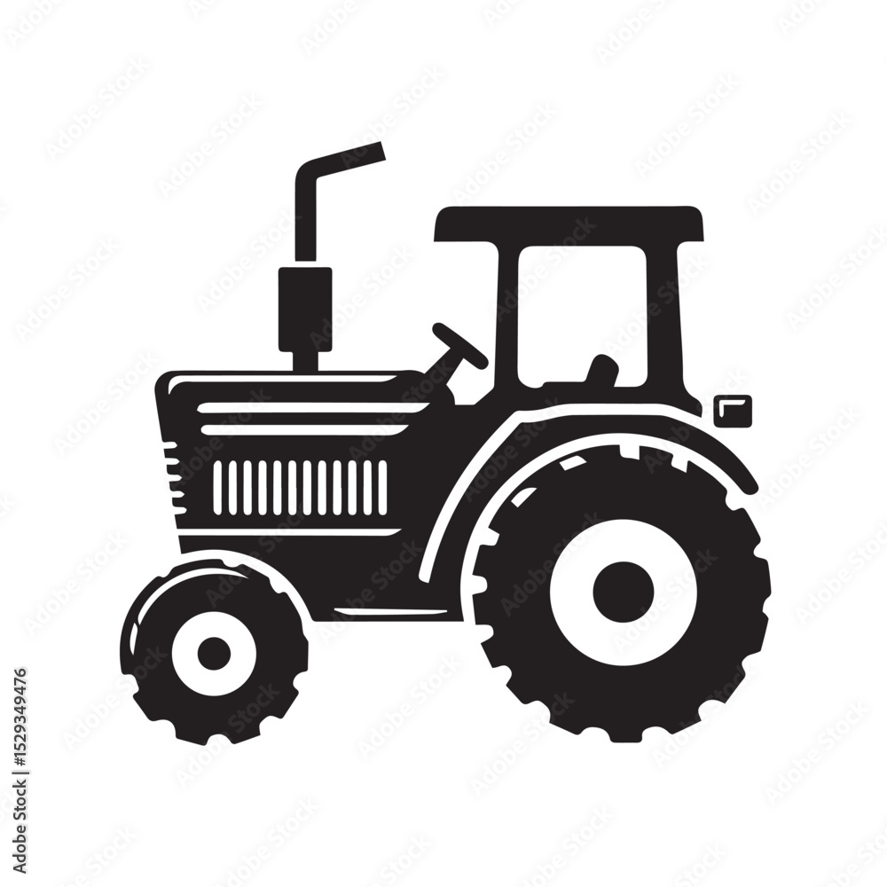 Obraz premium High-Quality black and white Tractor icon Vector Illustrations for Farm and Agriculture Design