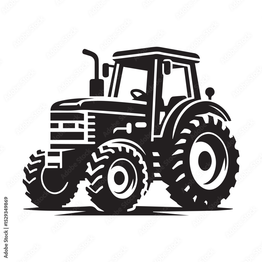 Obraz premium High-Quality black and white Tractor icon Vector Illustrations for Farm and Agriculture Design