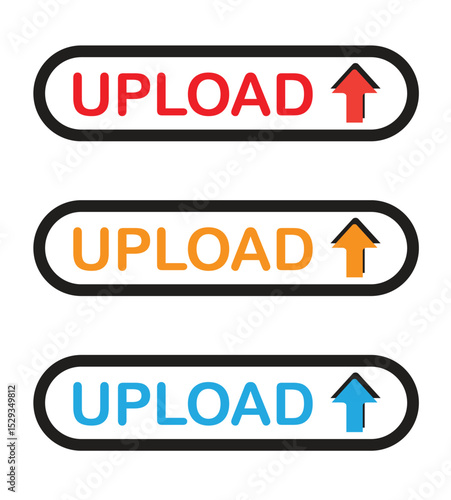 colorful upload buttons set