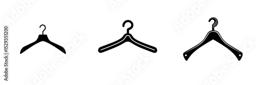 Collection of black clothing hangers in different styles and sizes for versatile fashion storage solutions