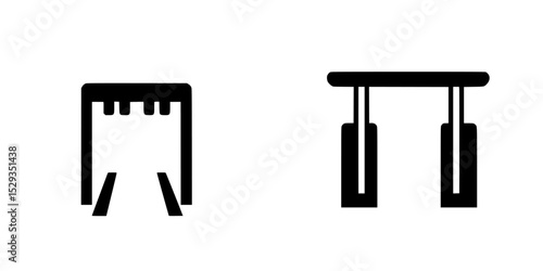 Icon set featuring simple representations of a tunnel and a bridge structure for design and illustration use