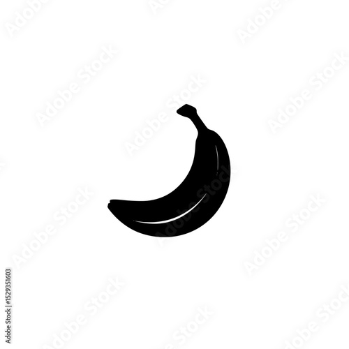Black icon of a banana representing fruit in a minimalist design style for digital applications and branding