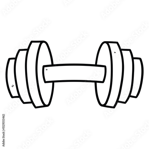 Hand drawn doodle dumbbell on white background.