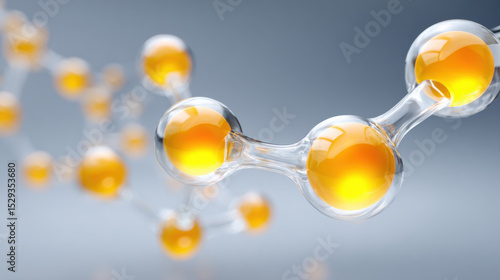 Modern 3D render of Vitamin D molecular diagram features glowing orange spheres connected by transparent bonds, set against soft gradient background