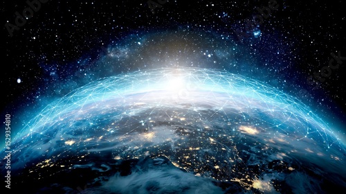 Fototapeta Naklejka Na Ścianę i Meble -  Global network connecting the digital planet