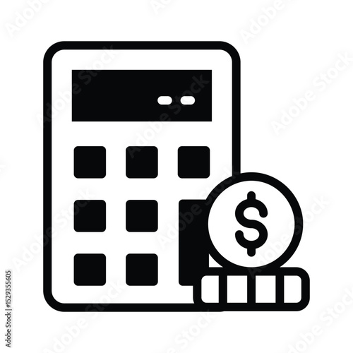 A filled style icon showing money calculation