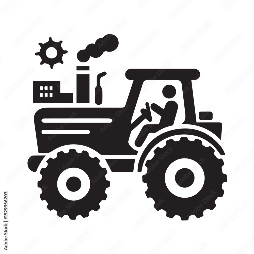 Obraz premium High-Quality black and white Tractor icon Vector Illustrations for Farm and Agriculture Design