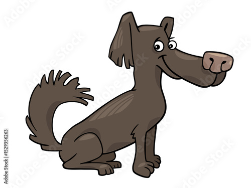 The Playful Brown Canine in a Cartoonish Style