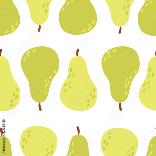 Simple seamless pattern with pears. Vector design for greeting card and invitation for seasonal summer vacation