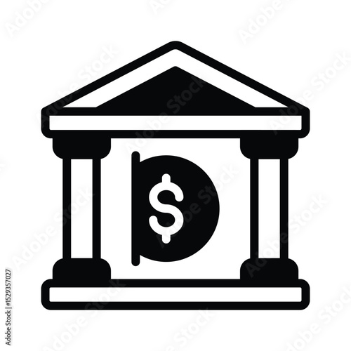 A solid style icon showing a bank deposit
